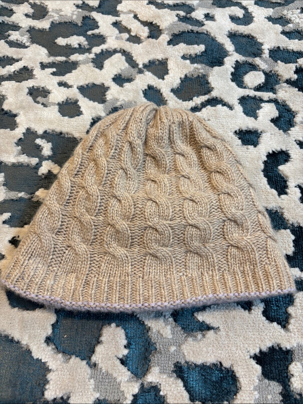 Soft Cable Knit Beanie Hat - Beige